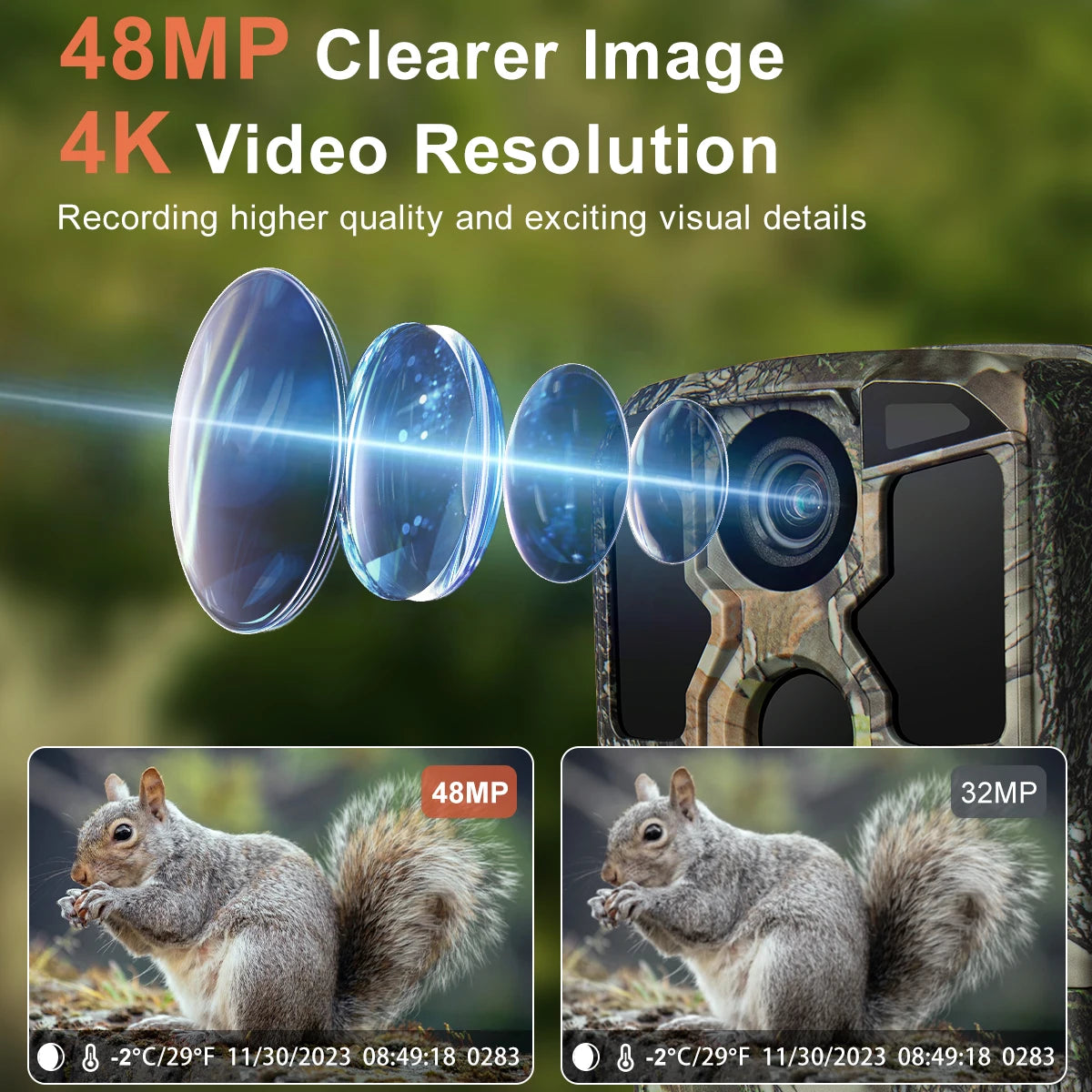 Caméra de Chasse LCK228 - 4K WiFi Vision Nocturne Infrarouge IP67 Étanche