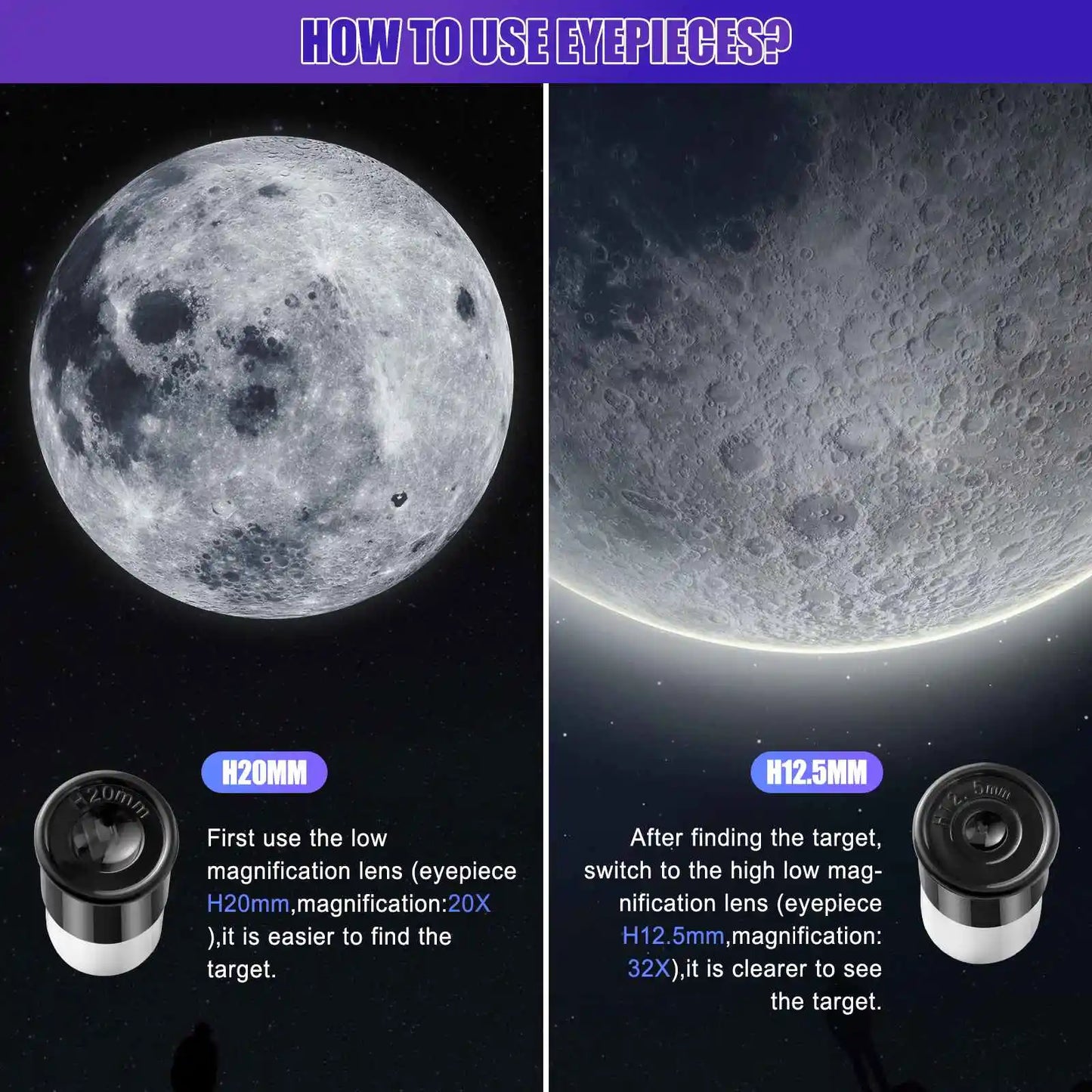 Télescope Astronomique Haute Puissance 40x40mm pour Observation Nocturne