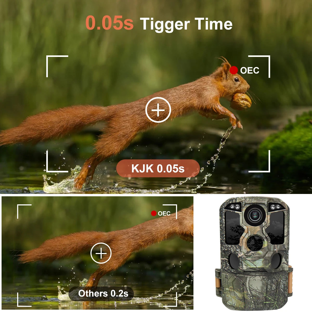 Caméra de Chasse LCK228 - 4K WiFi Vision Nocturne Infrarouge IP67 Étanche
