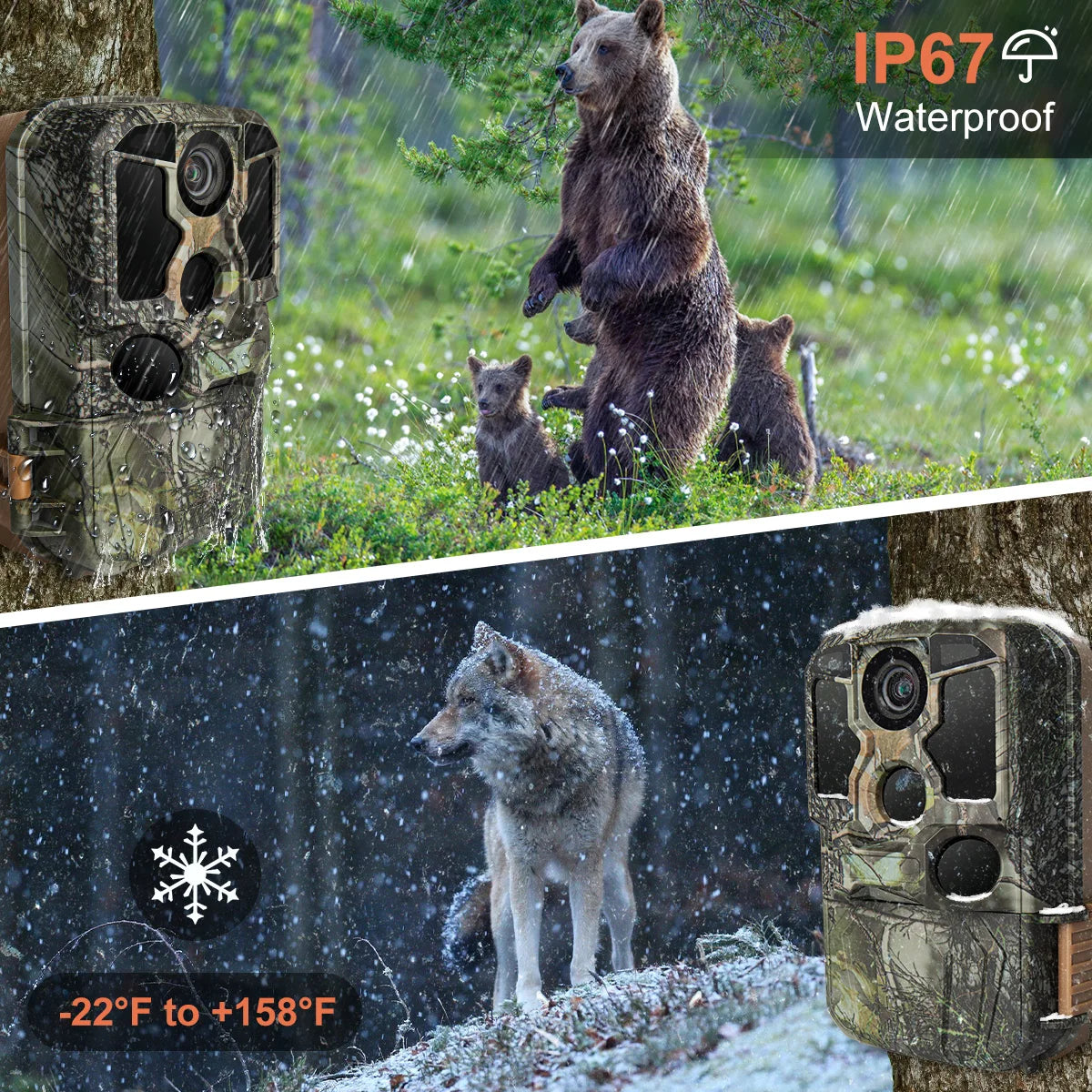 Caméra de Chasse LCK228 - 4K WiFi Vision Nocturne Infrarouge IP67 Étanche