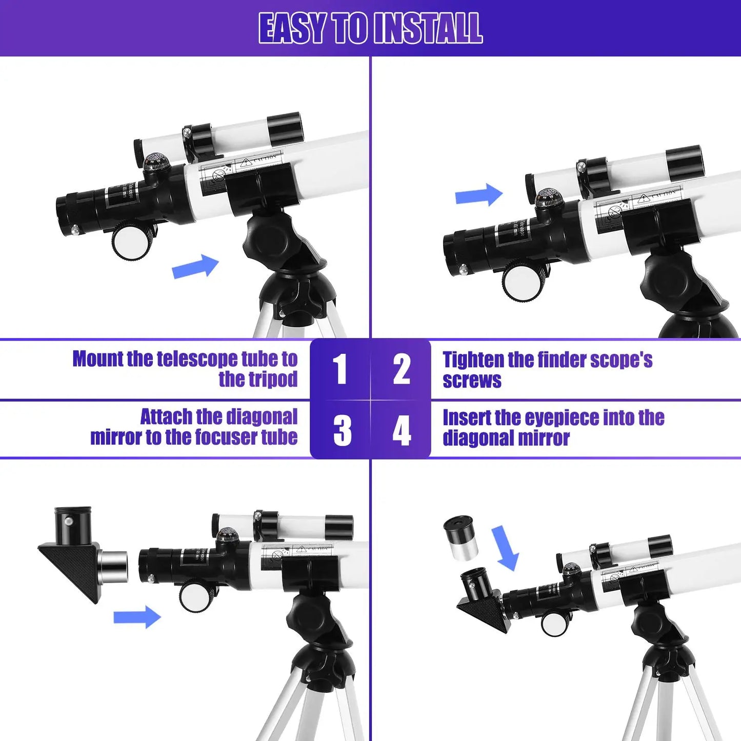 Télescope Astronomique Haute Puissance 40x40mm pour Observation Nocturne