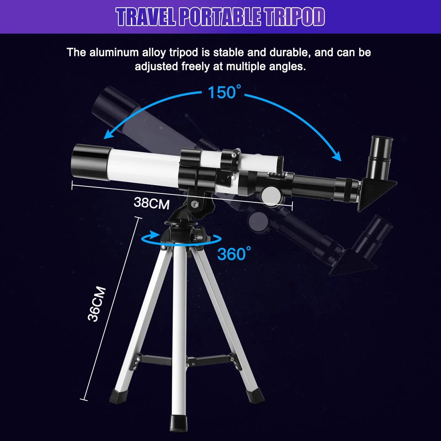 Télescope Astronomique Haute Puissance 40x40mm pour Observation Nocturne