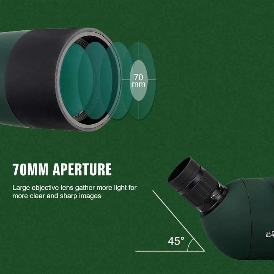 Télescope Monoculaire Puissant 25-75x70 avec Zoom et Étanchéité IPX6