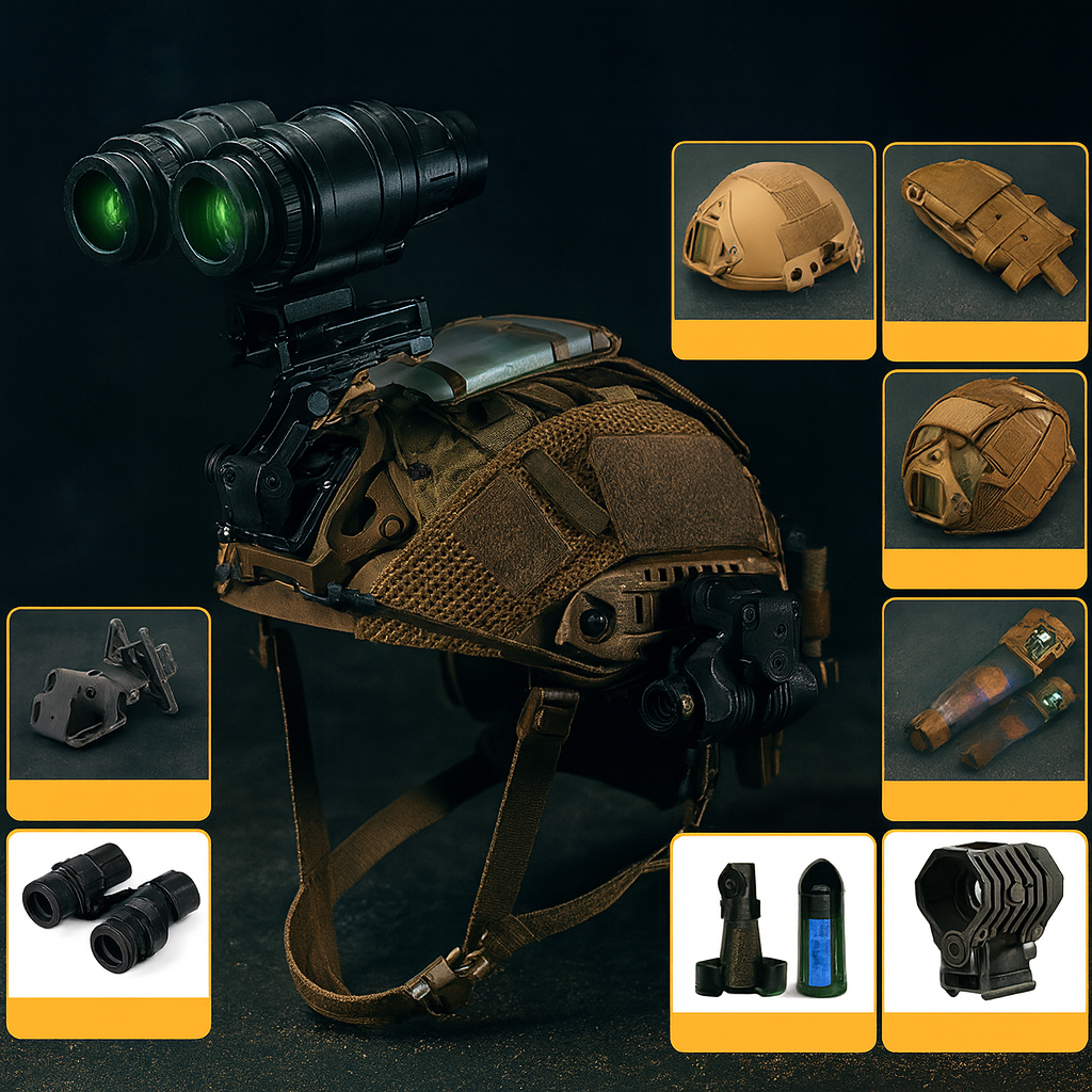Casque Tactique FASK avec Vision Nocturne (PVS-15) et Accessoires pour Activités Extérieures