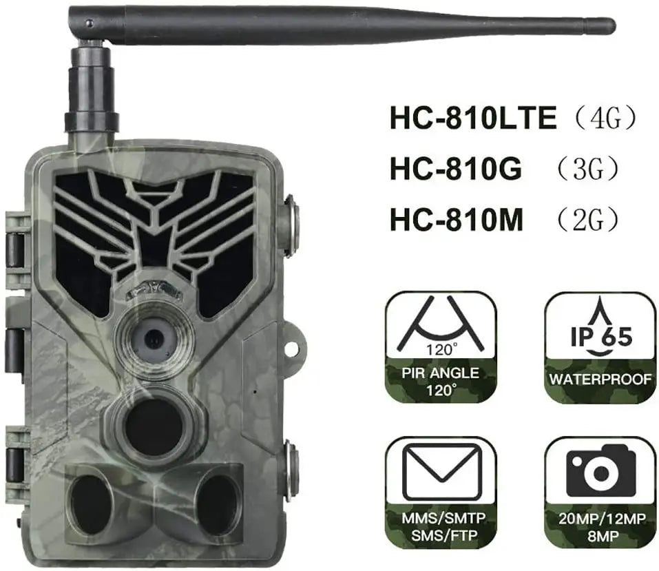 Caméra de Chasse HC810M – 20MP, Vision Nocturne Infrarouge, GSM/MMS/SMS, Étanche IP65