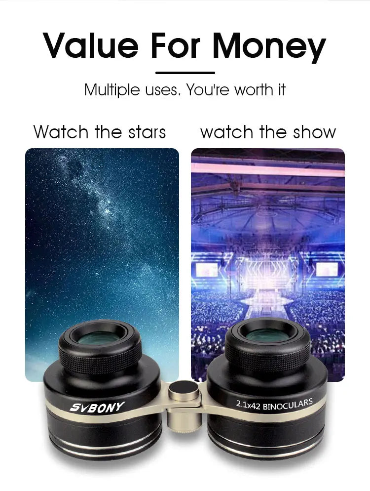 Jumelles Théâtre et Opéra 2.1x42mm pour Vision Nocturne et Constellations