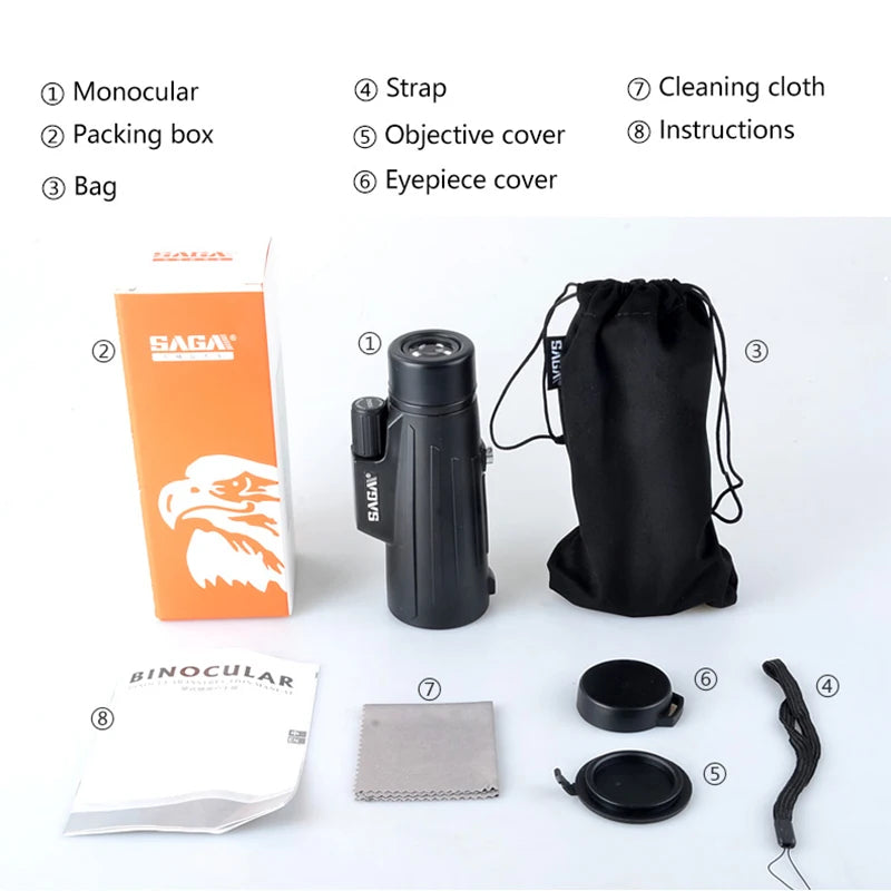 Monoculaire 10x42 Haute Qualité BAK4 pour Chasse et Observation Nocturne