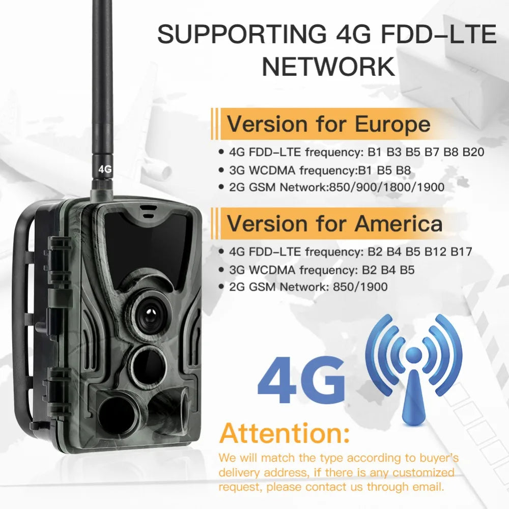 Caméra de Chasse 4G 36MP 4K avec Vision Nocturne et Contrôle APP