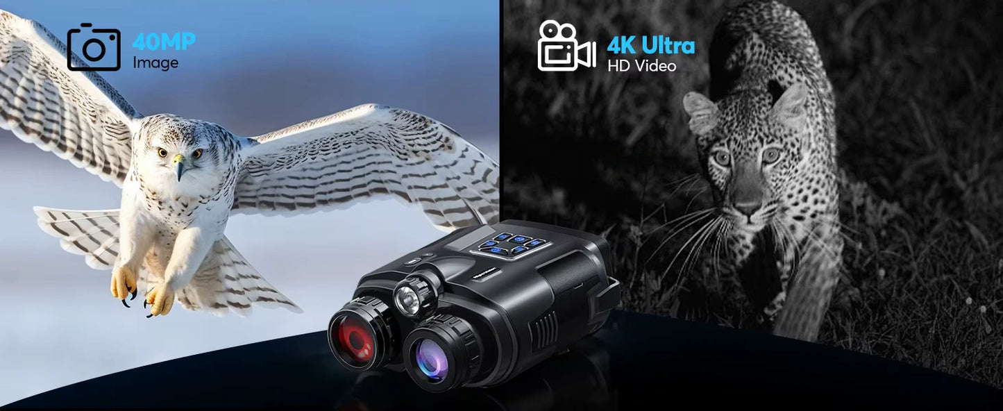 Jumelles Vision Nocturne 4K avec Zoom Numérique 8X et Capteur Infrarouge