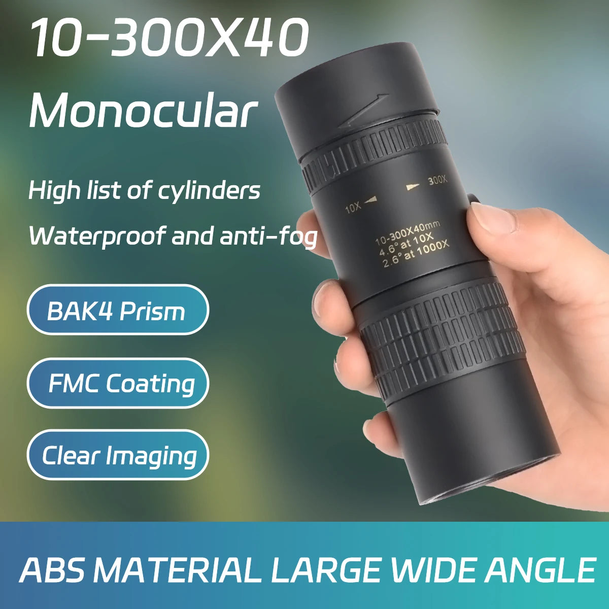 Monoculaire HD 4K BAK4 : Zoom 10-30x, Étanche et Stabilité Avancée