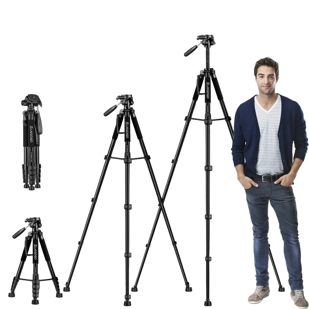 Trépied Professionnel Q188 - 187cm pour Caméra, Jumelles et Téléphone 360°