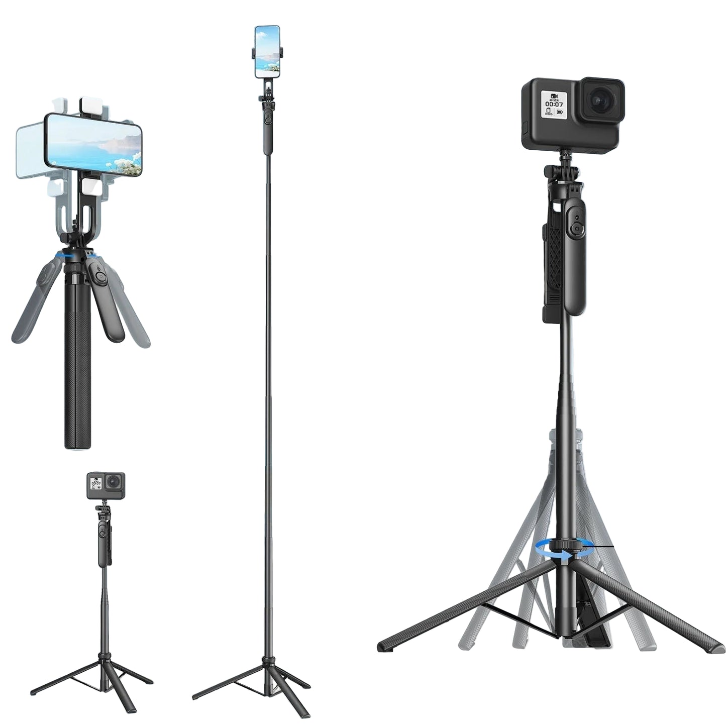 Trépied Selfie Stick Sans Fil 1.8m pour Smartphones et Vidéos Vlog
