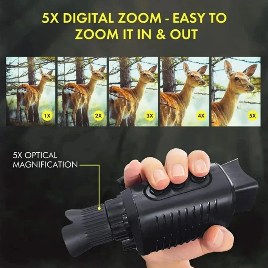 Monocle de Vision Nocturne Infrarouge avec Zoom Numérique 5X pour Chasse