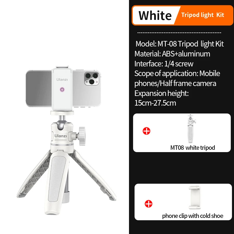 Trépied Mini Ulanzi MT-08 Blanc Polyvalent pour Appareils Photo et Smartphones