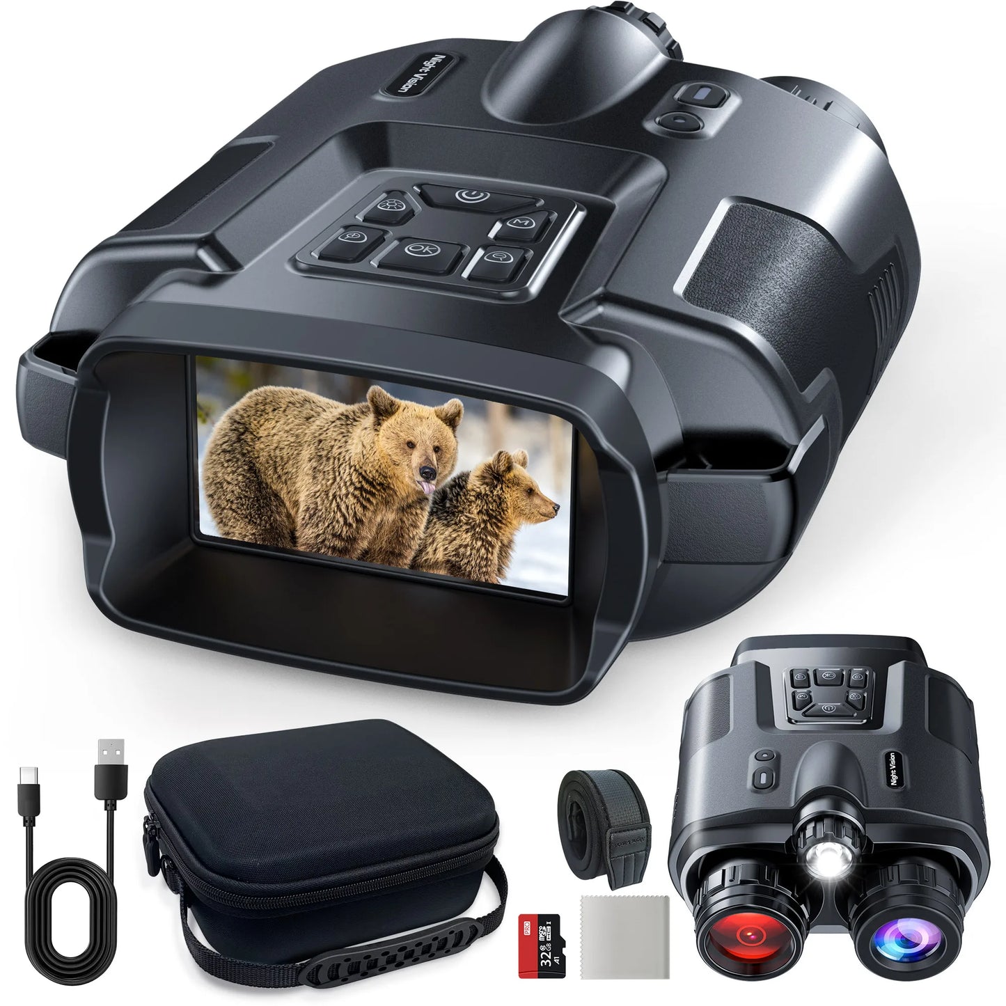Jumelles Vision Nocturne 4K avec Zoom Numérique 8X et Capteur Infrarouge