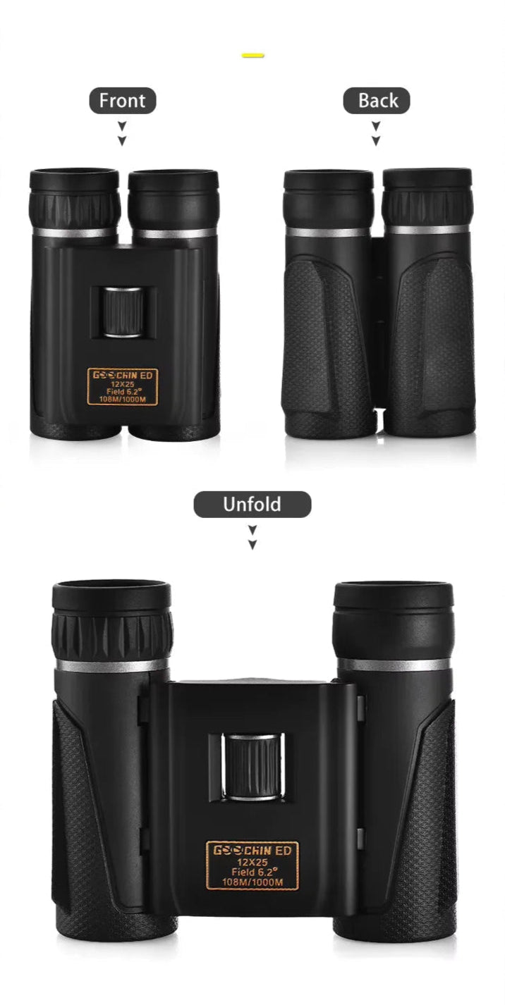 Jumelles Compactes 12x25 ED pour Observation Extérieure Polyvalente