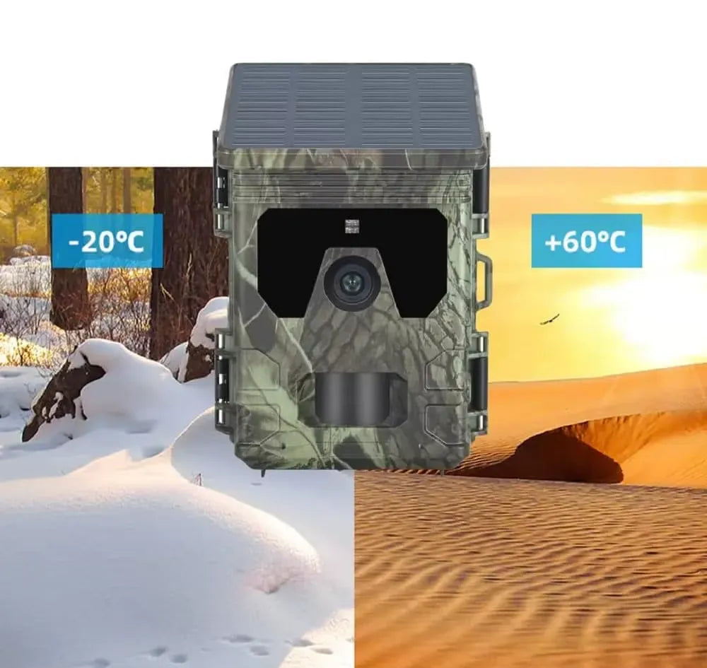 Caméra de Chasse H-201 - 30MP Vision Nocturne Infrarouge avec Panneau Solaire Intégré