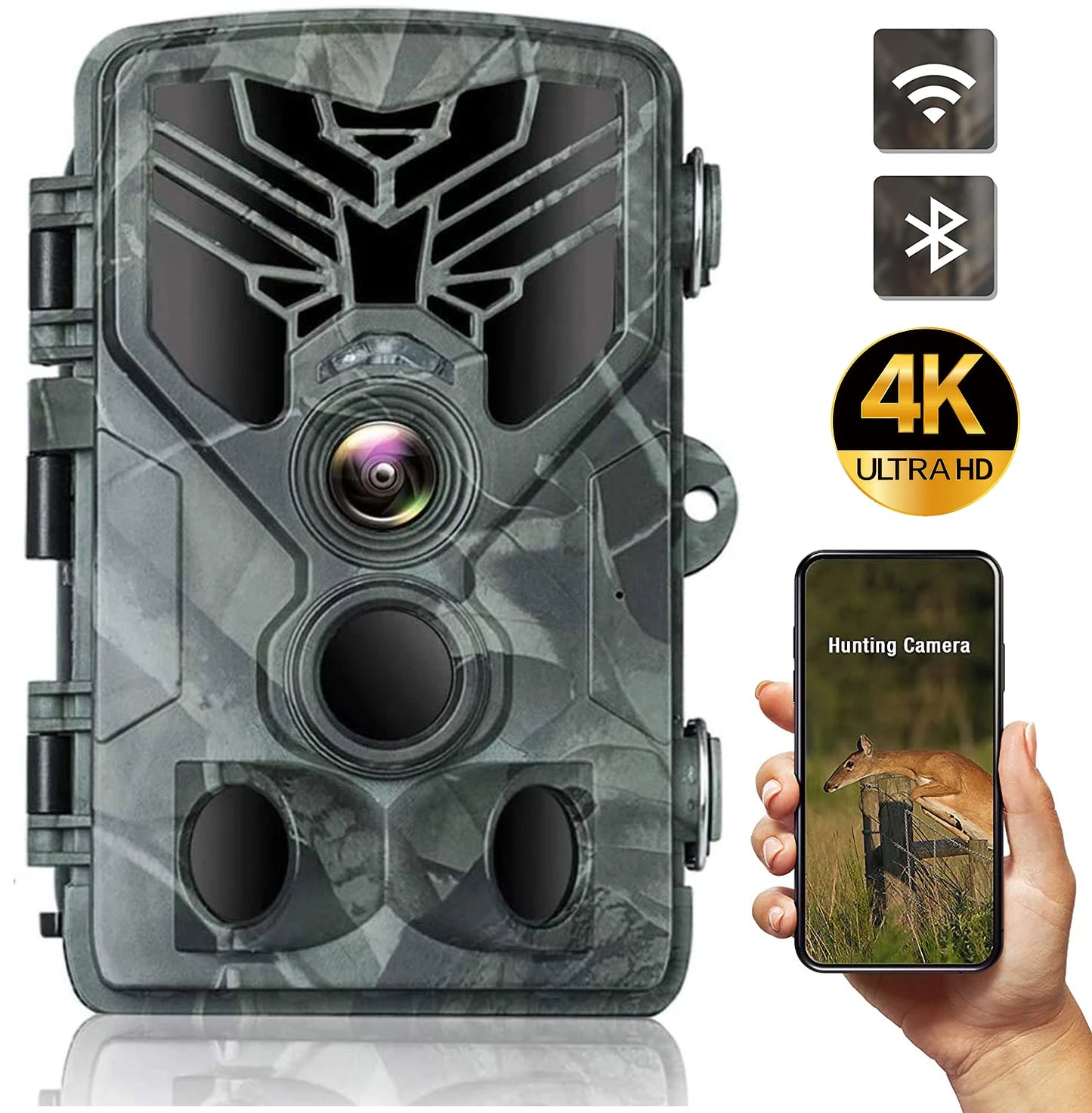 Caméra de Chasse 4K avec Vision Nocturne Infrarouge et Capteur WiFi