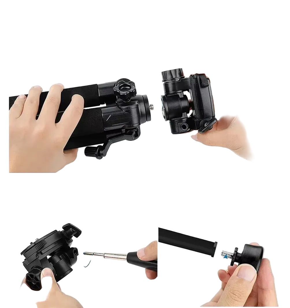Trépied Professionnel Q188 - 187cm pour Caméra, Jumelles et Téléphone 360°