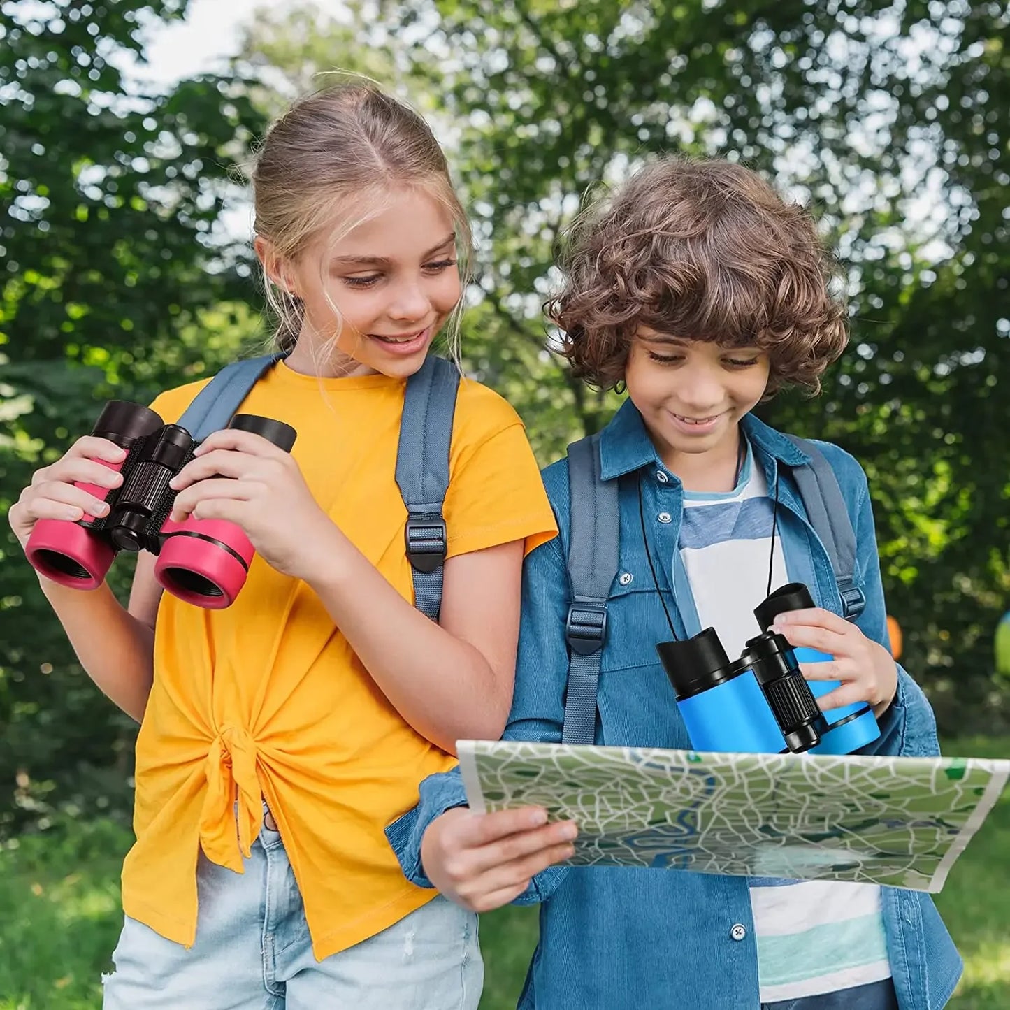 Jumelles Enfant Colorées 4X30mm Résistantes et Légères pour Exploration Nature