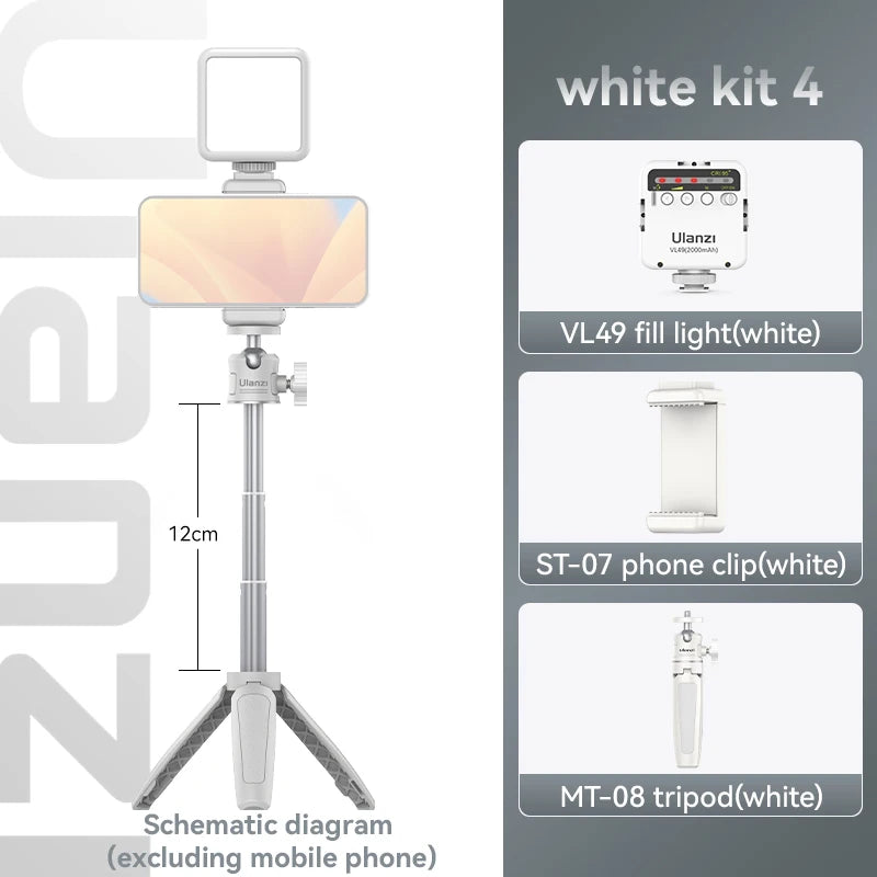 Trépied Mini Ulanzi MT-08 Blanc Polyvalent pour Appareils Photo et Smartphones