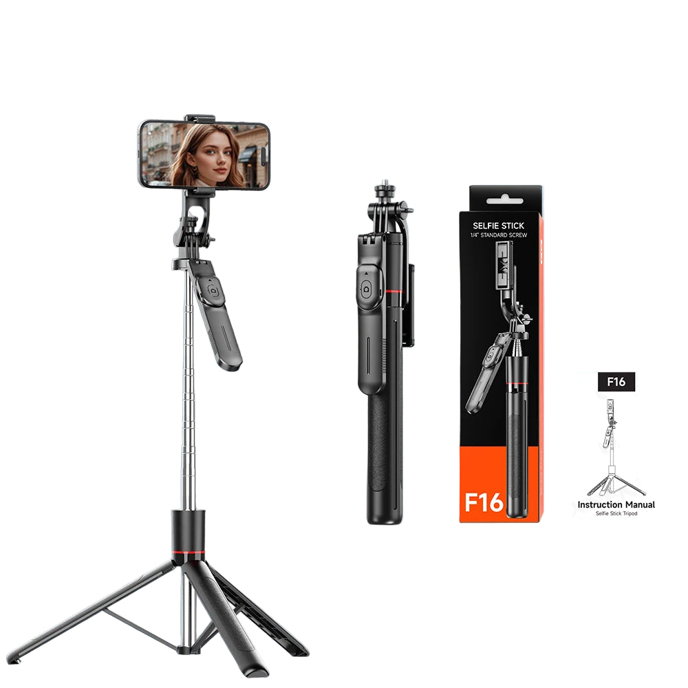 F16 Selfie Stick Trépied : Capture Panoramique 360° et Télécommande Bluetooth