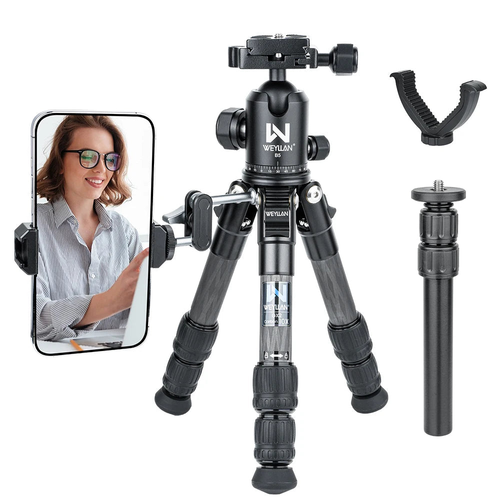 Trépied de Table Léger WEYLLAN GX2 en Fibre de Carbone pour Appareil Photo DSLR 10kg
