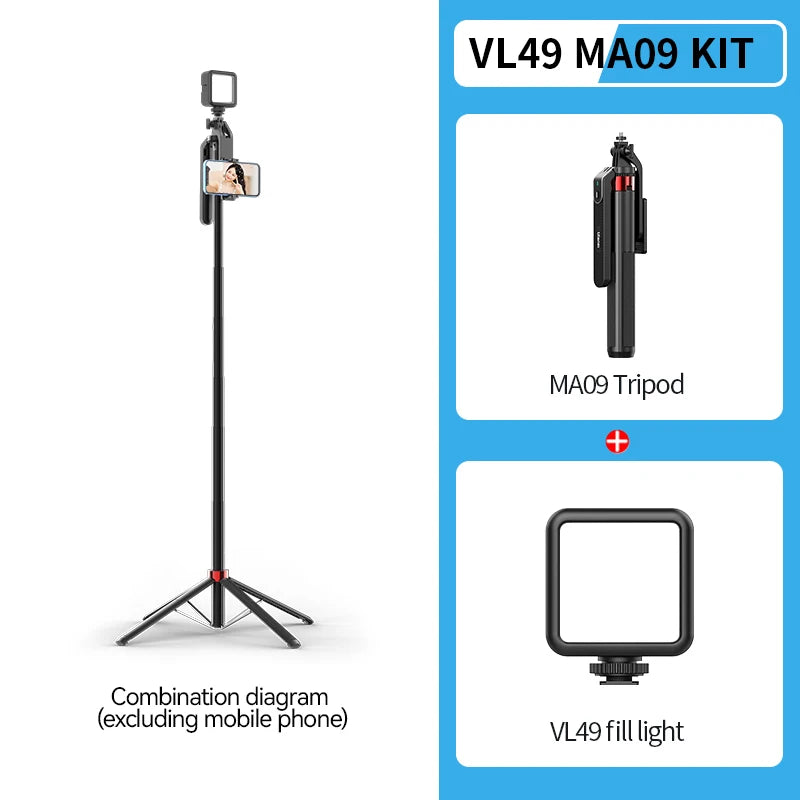 Trépied Selfie Stick 1.8m avec Tête Panoramique et Télécommande
