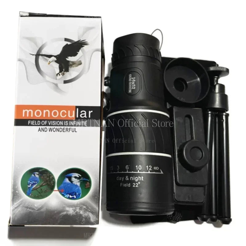 Monoculaire 16X52 HD avec Vision Nocturne et Portée Longue pour Chasse