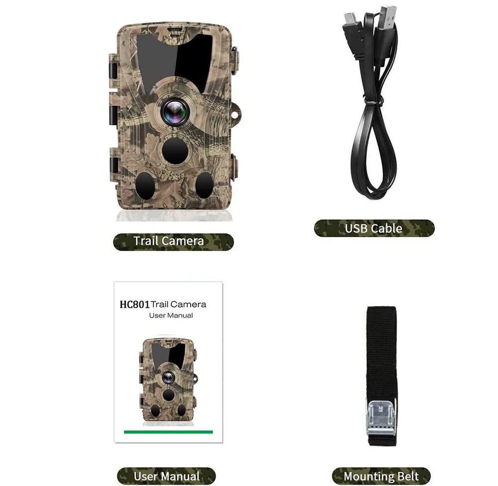 Caméra de Chasse HD HC-801Y - 20MP Vision Nocturne IP66 pour Observations Nocturnes