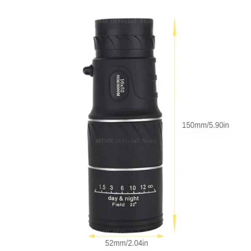 Monoculaire 16X52 HD avec Vision Nocturne et Portée Longue pour Chasse