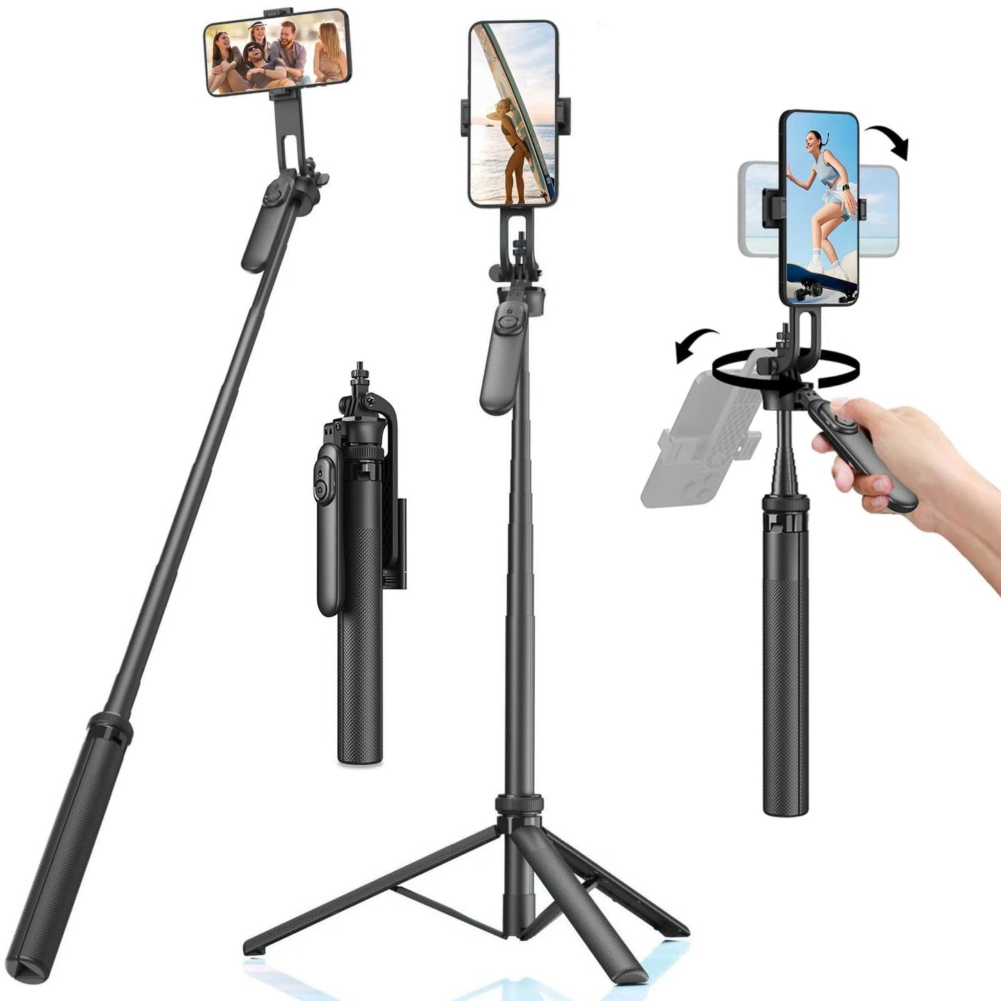 Trépied Selfie Stick Sans Fil 1.8m pour Smartphones et Vidéos Vlog