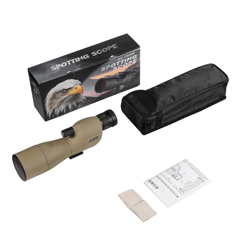 Monoculaire Haute Performance 25-75x60mm Étanche et Prisme BAK4