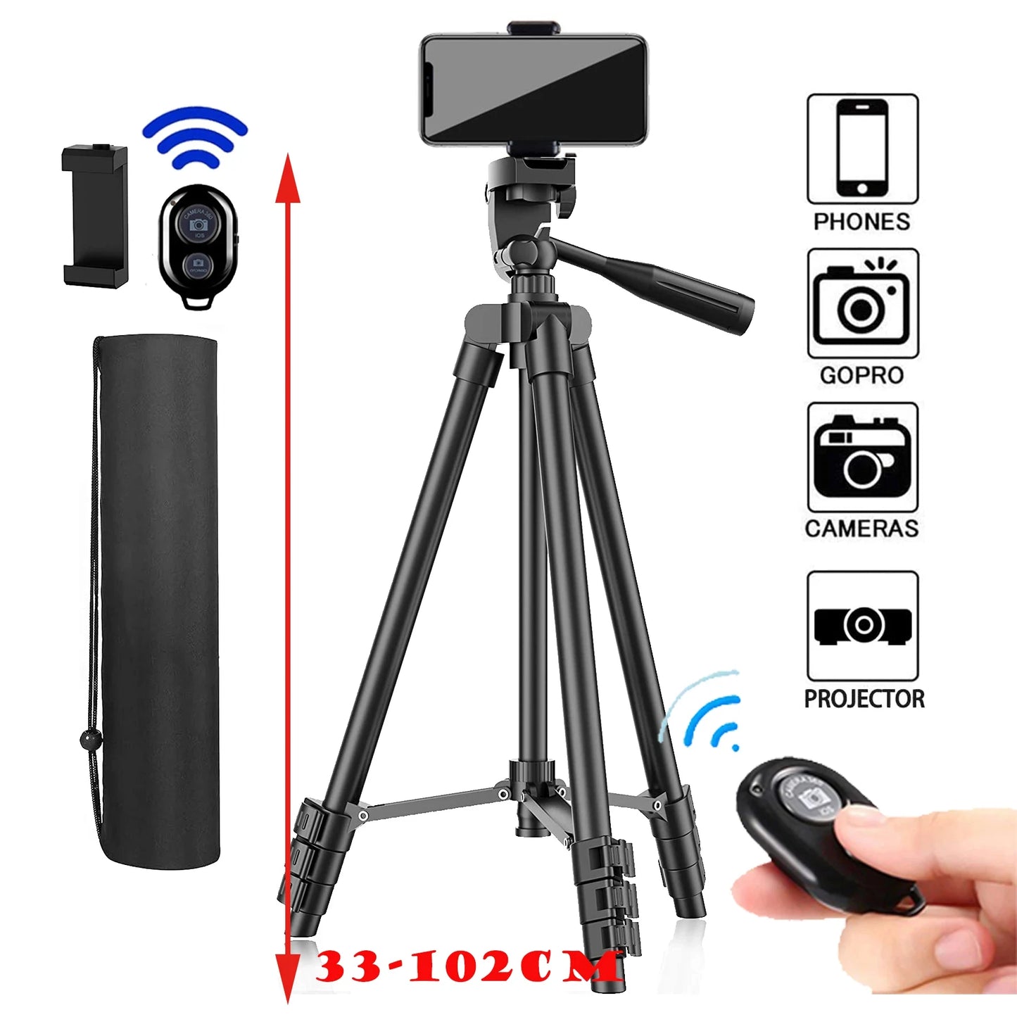Trépied Photo Universel avec Télécommande Bluetooth et Support Léger pour Smartphone