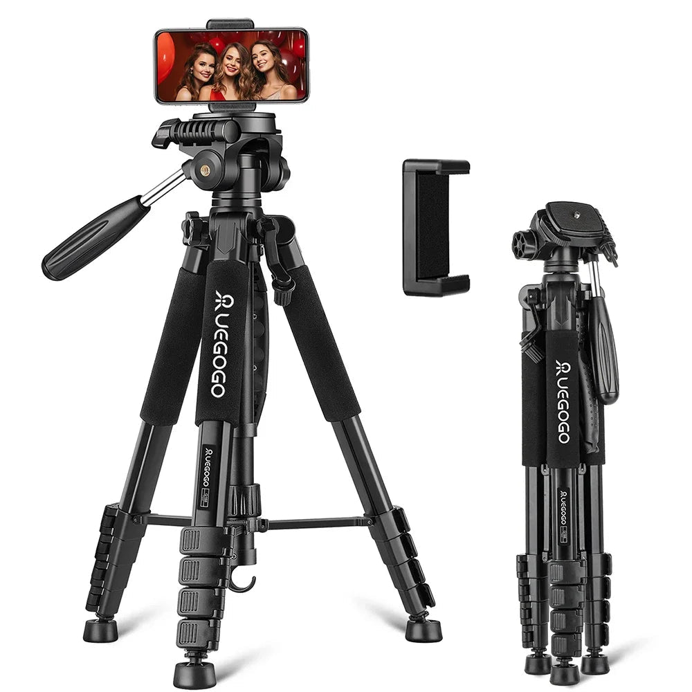Trépied Professionnel Q188 - 187cm pour Caméra, Jumelles et Téléphone 360°
