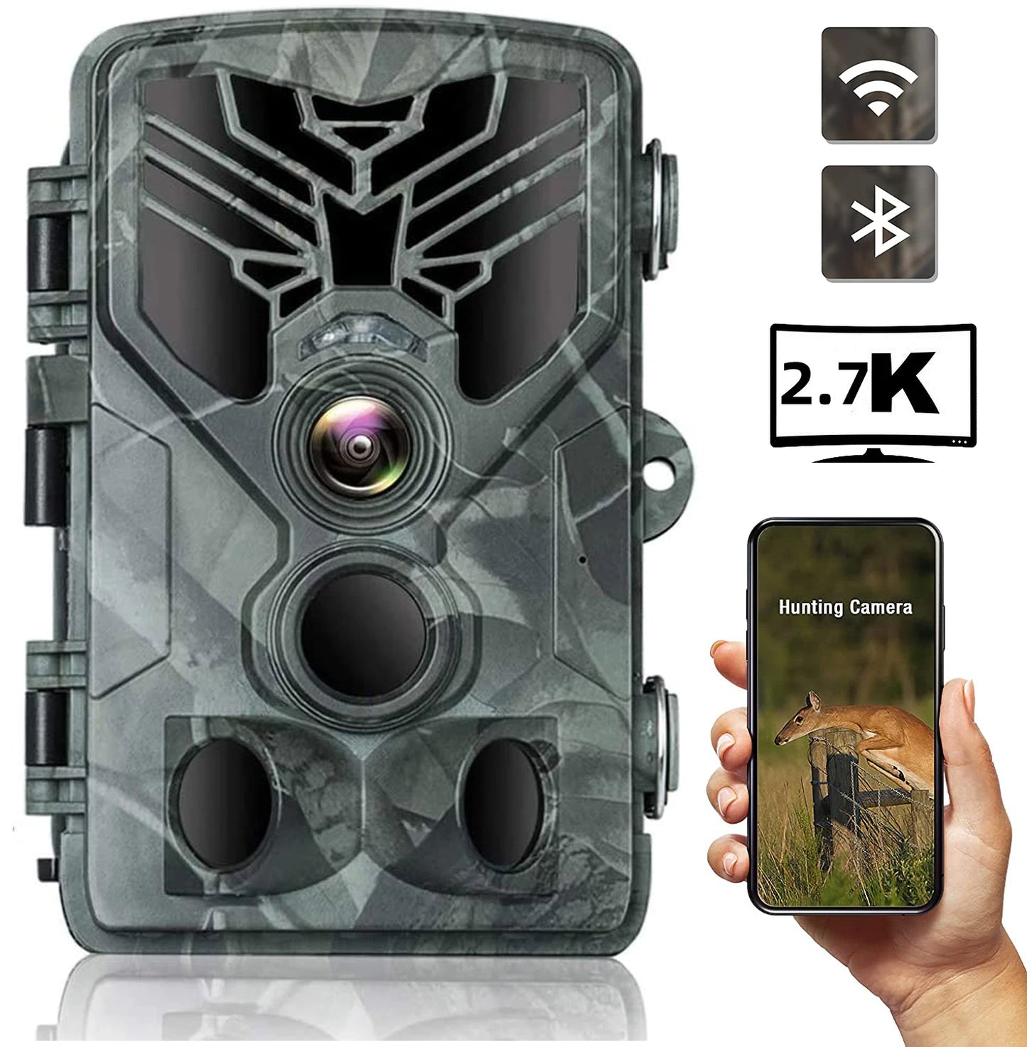Caméra de Chasse 4K avec Vision Nocturne Infrarouge et Capteur WiFi