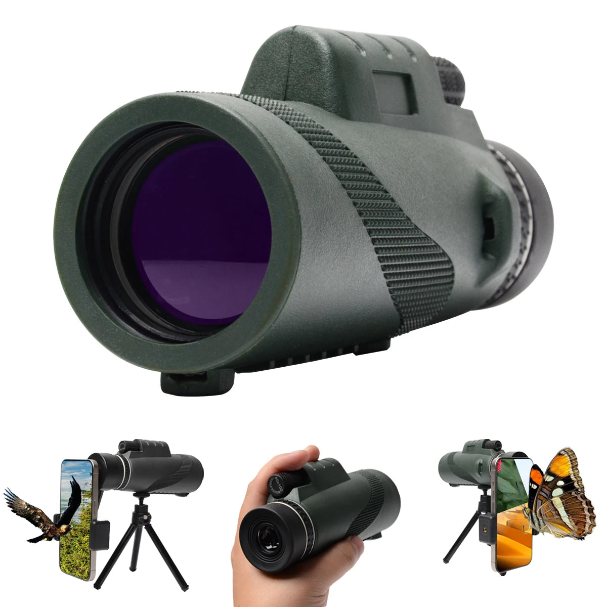 Monoculaire HD 80x100 : Vision Nocturne, Portée Longue, Étanchéité IPX4