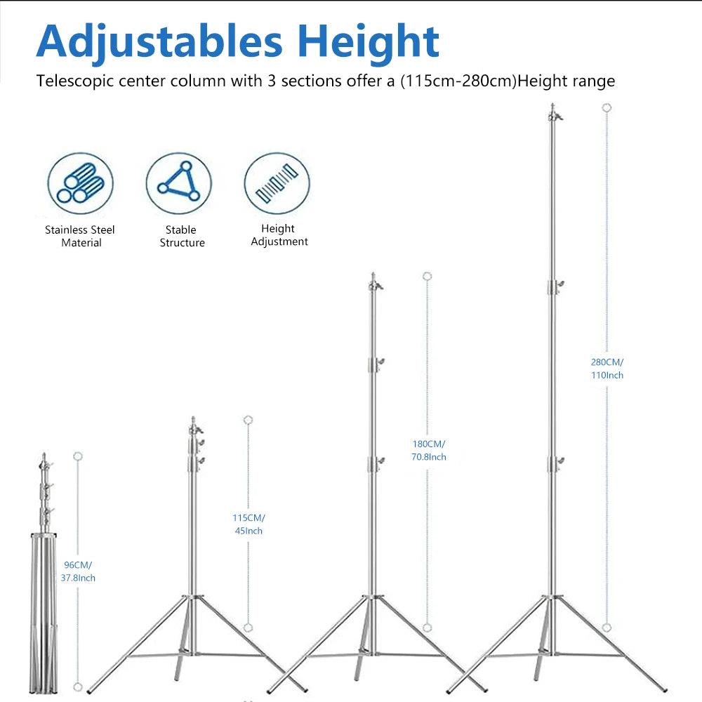Trépied Professionnel Inoxydable Super Stable pour Studio et Photographie