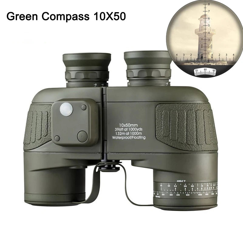 Jumelles Marines 10x50 Étanches avec Compas et Télémètre Intégrés