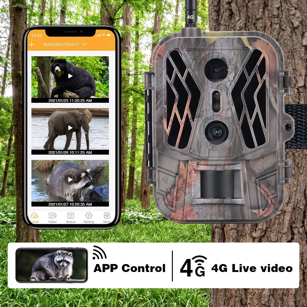 Caméra de Chasse à Vision Nocturne SuntekCam - 4G avec Lentille Double et Vidéo 4K