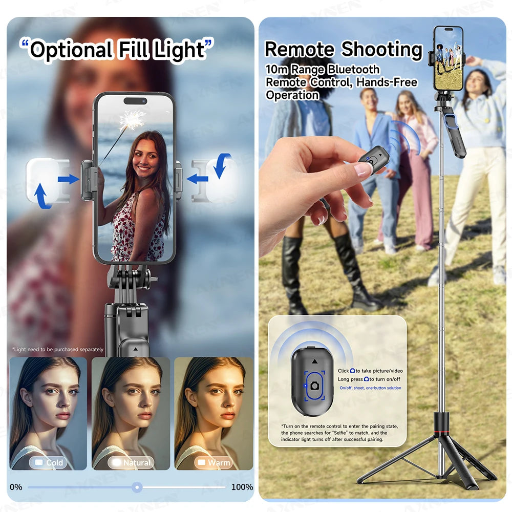 F16 Selfie Stick Trépied : Capture Panoramique 360° et Télécommande Bluetooth