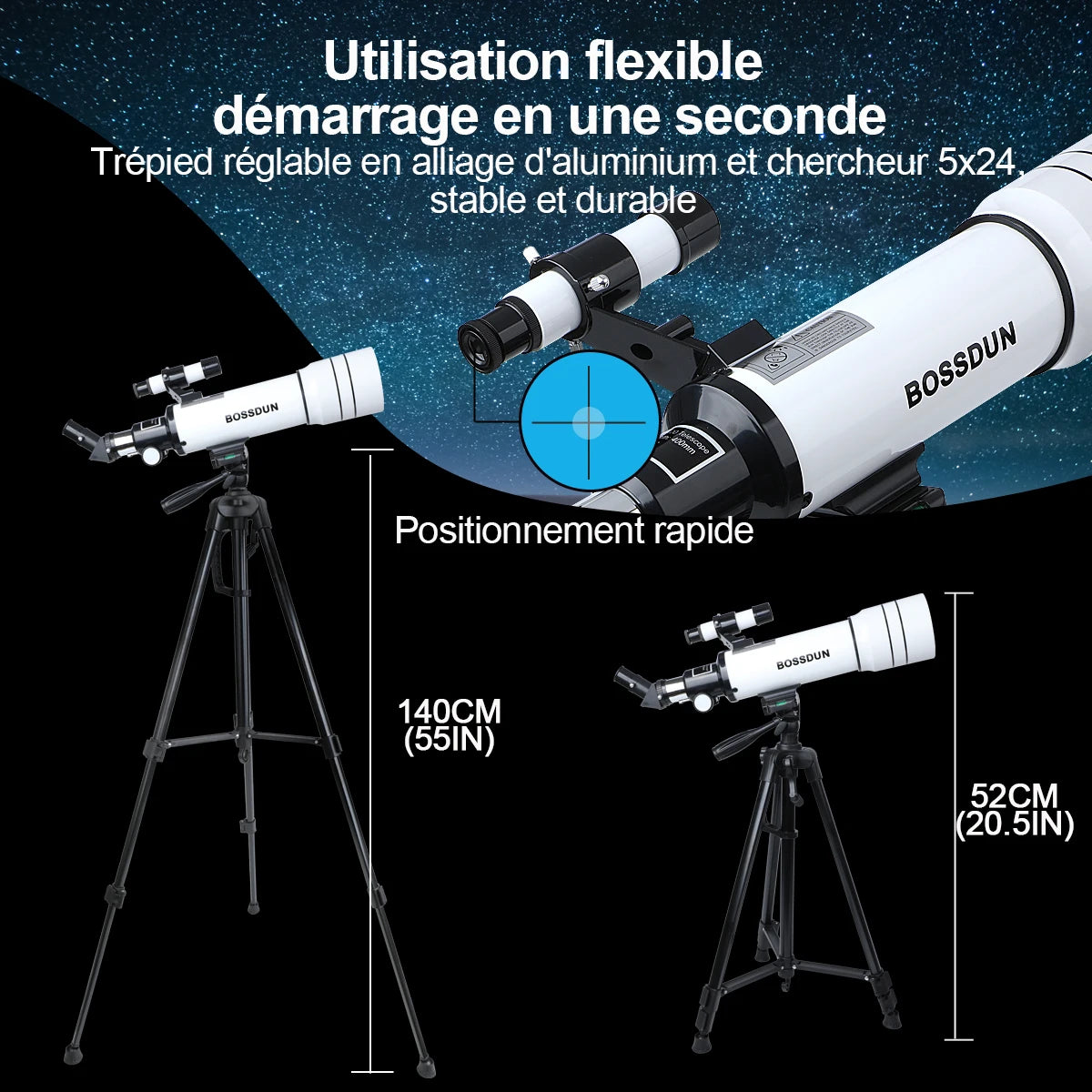 Télescope Monoculaire Professionnel 333x avec Lentilles FMC et Trépied