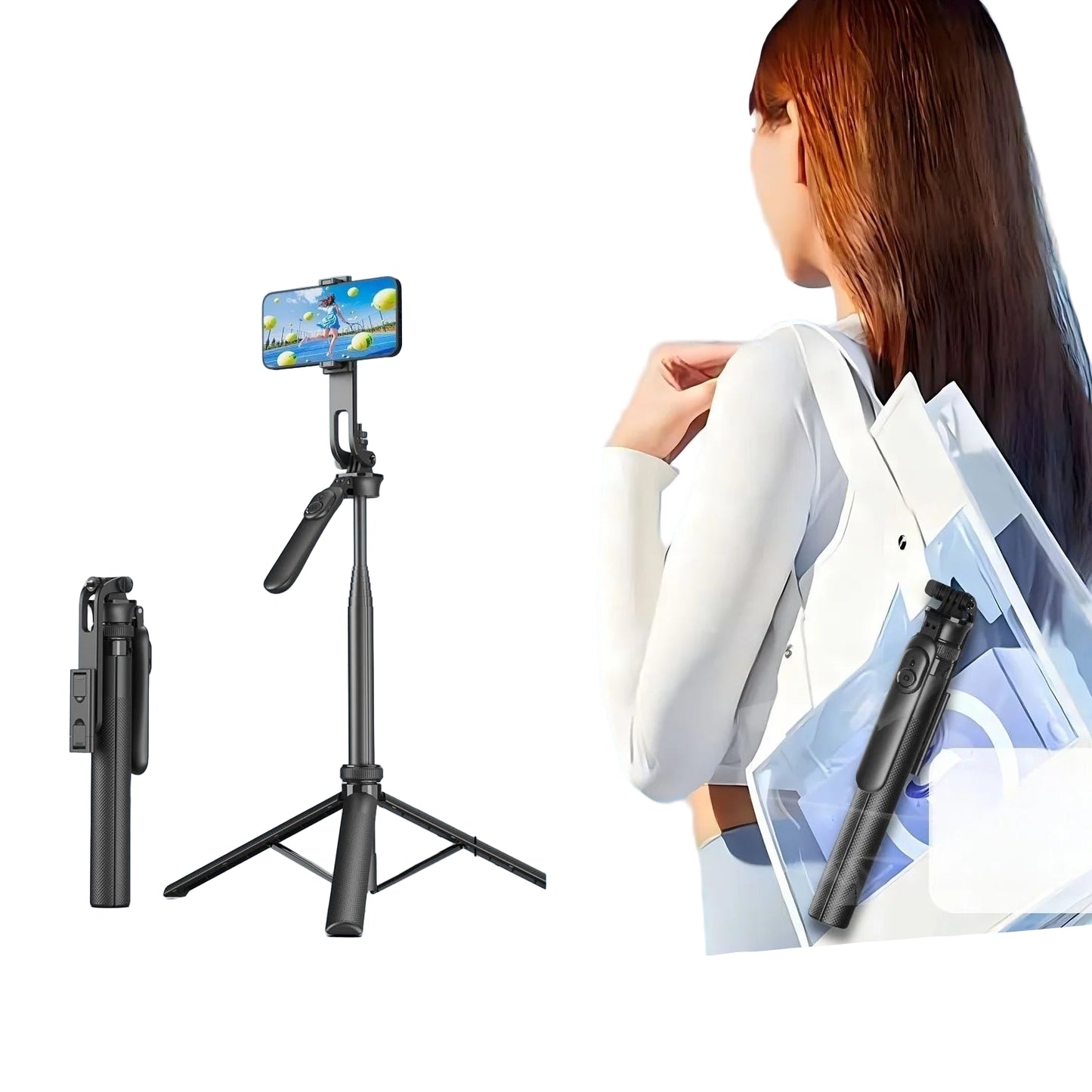 Trépied Selfie Stick Sans Fil 1.8m pour Smartphones et Vidéos Vlog