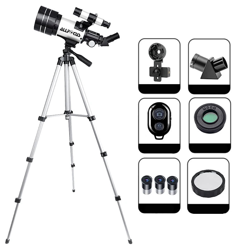 Télescope Réfracteur 150X avec Objectif 70mm et Support Smartphone