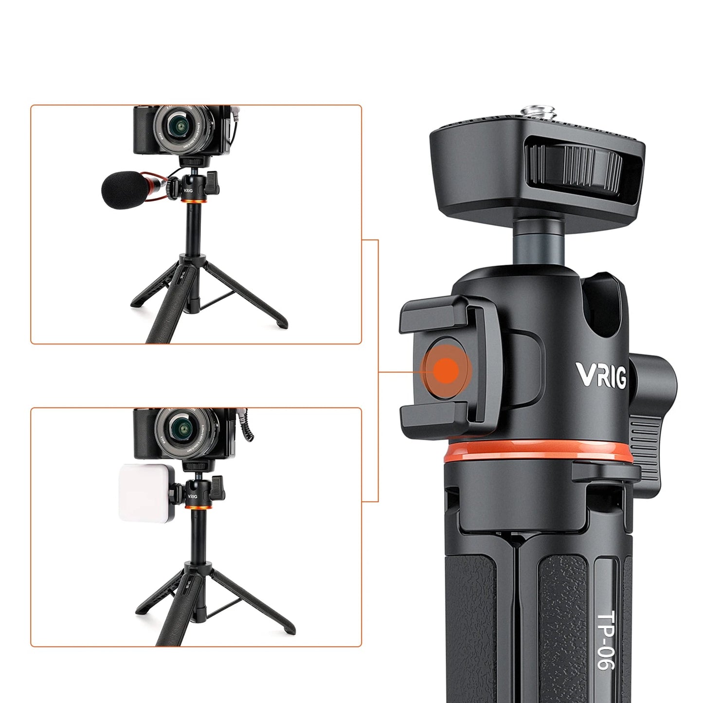 Trépied Léger et Réglable VRIG TP-08 pour Appareils Polyvalents