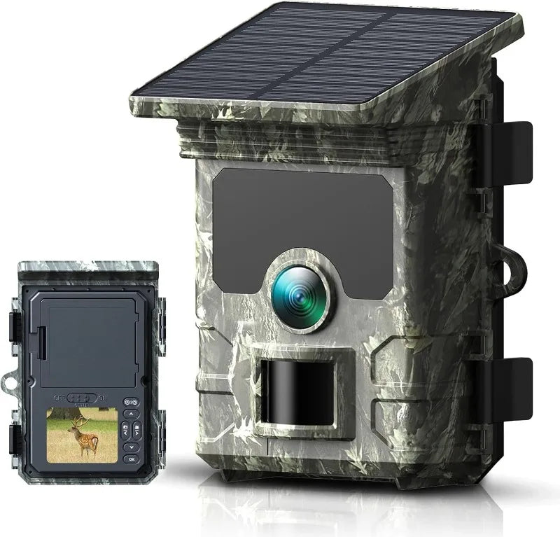 Caméra de Chasse H-201 - 30MP Vision Nocturne Infrarouge avec Panneau Solaire Intégré