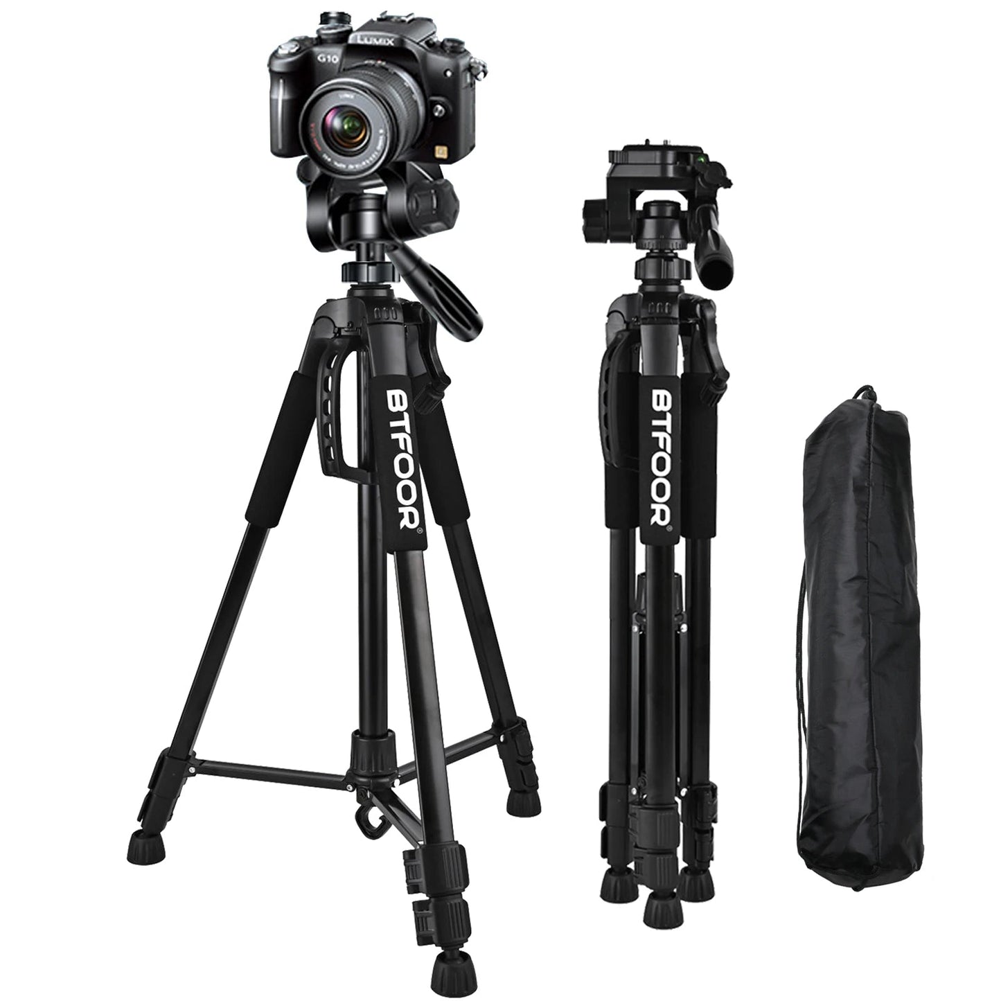 Trépied en Aluminium 55” avec Tête Panoramique pour Appareils Photo et Smartphones