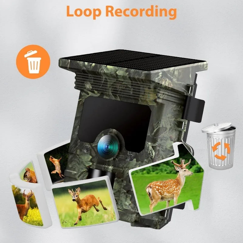 Caméra de Chasse H-201 - 30MP Vision Nocturne Infrarouge avec Panneau Solaire Intégré