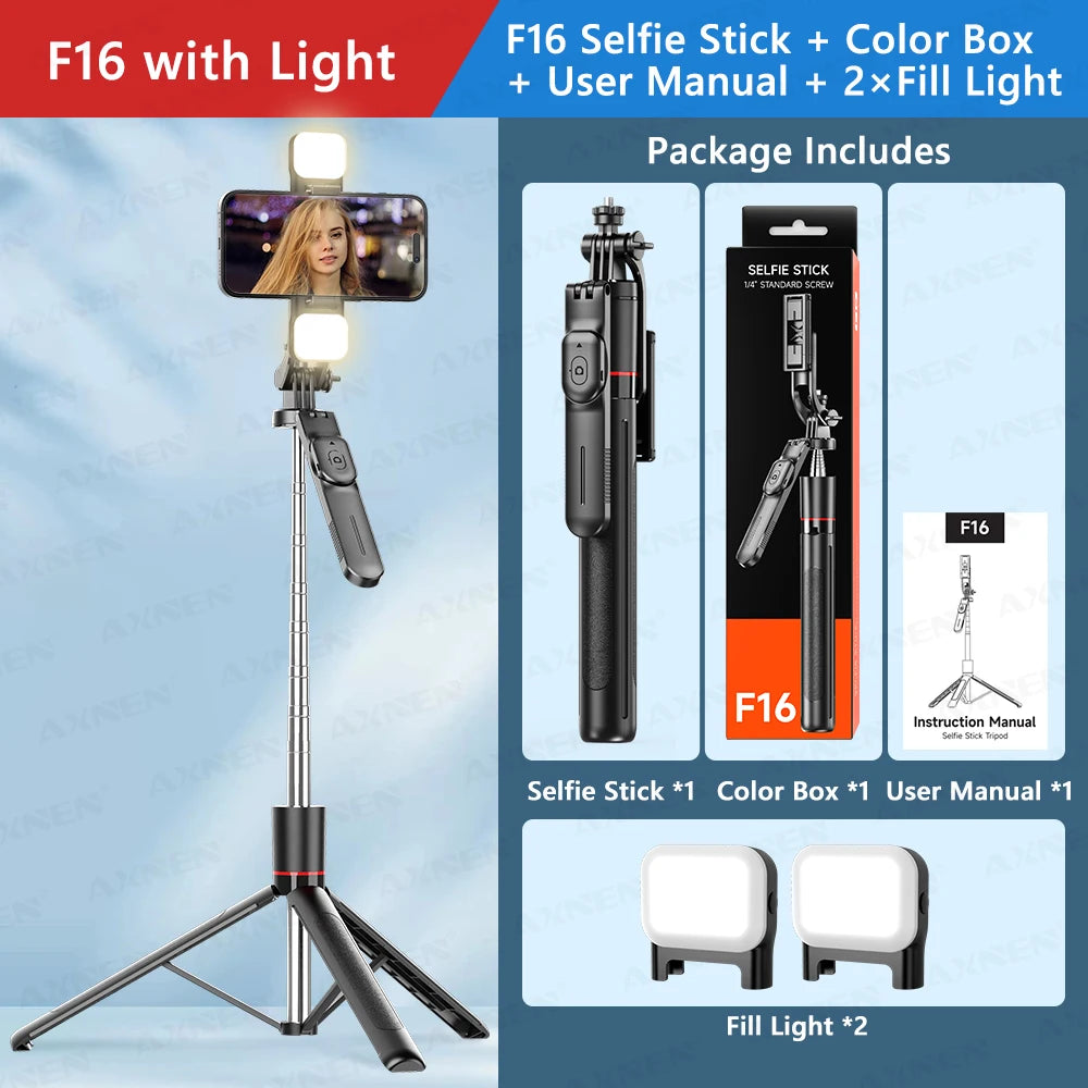 F16 Selfie Stick Trépied : Capture Panoramique 360° et Télécommande Bluetooth
