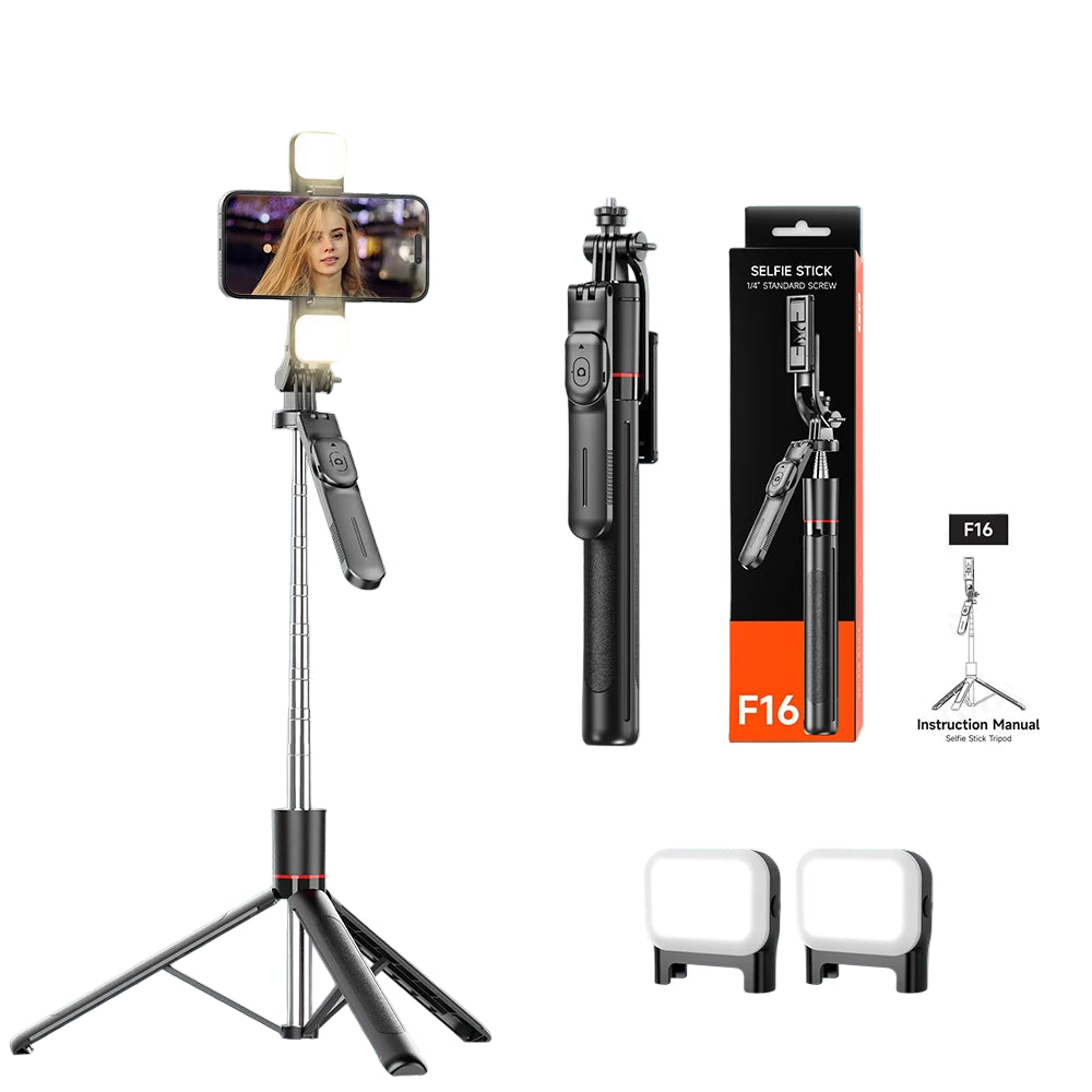 F16 Selfie Stick Trépied : Capture Panoramique 360° et Télécommande Bluetooth